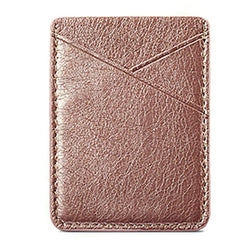 Double-deck Back Pocket Leather Stick On Inserting Mini Solid Phone Card Holder