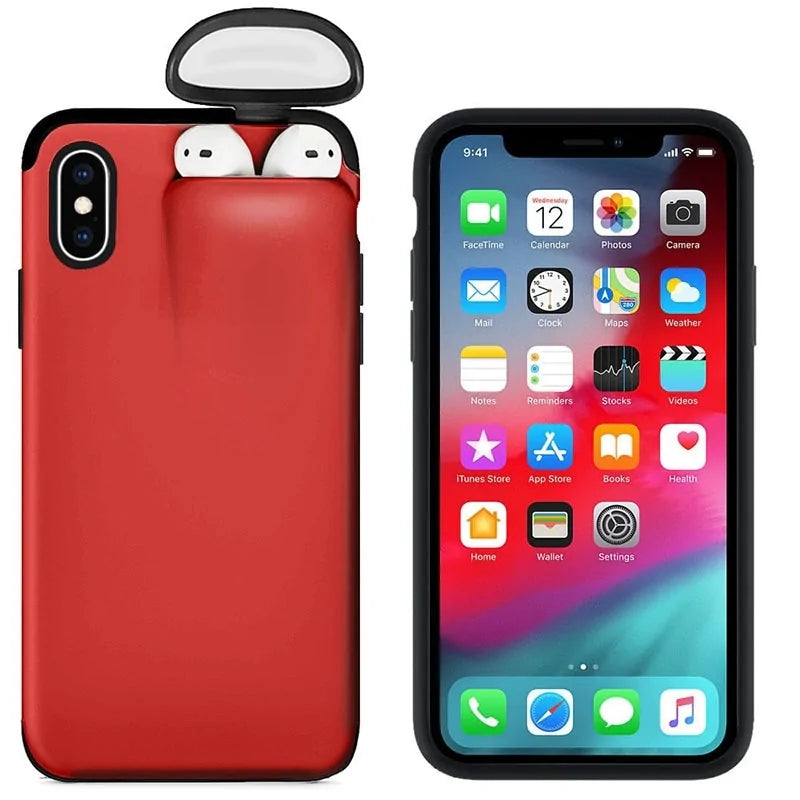 Iphone Case with Airpods Holder