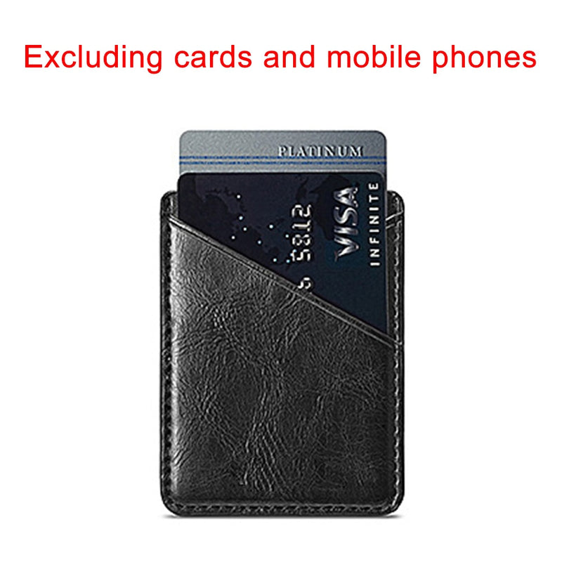 Double-deck Back Pocket Leather Stick On Inserting Mini Solid Phone Card Holder