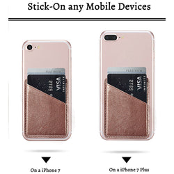 Double-deck Back Pocket Leather Stick On Inserting Mini Solid Phone Card Holder