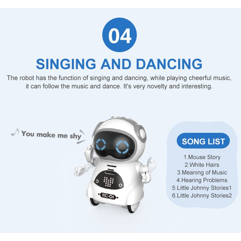 Mini Pocket Robot Talking Walk Music Dance Light Voice Recognition