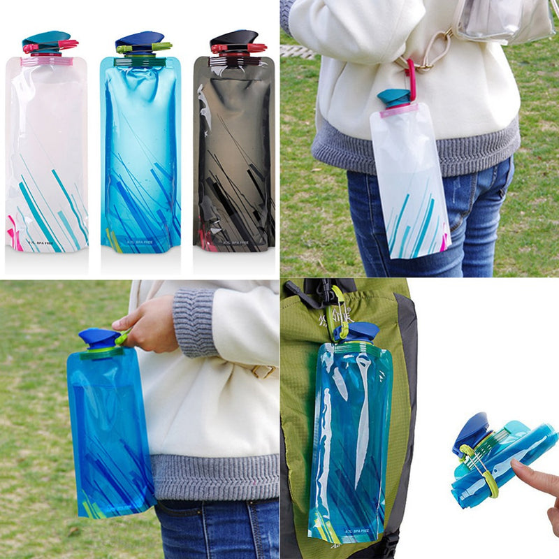 Reusable 700mL Sports Travel Collapsible Water Bottle