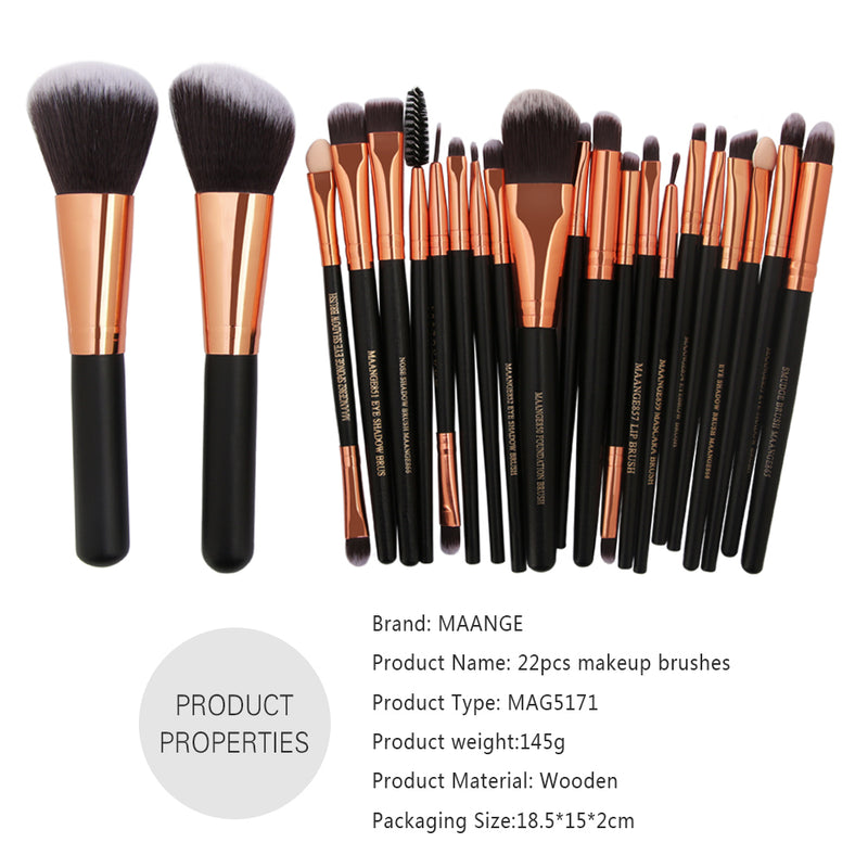 MAANGE 20/22Pcs Beauty Makeup Brushes Set Cosmetic Foundation Powder Blush Eye Shadow Lip Blend Make Up Brush Tool Kit Maquiagem